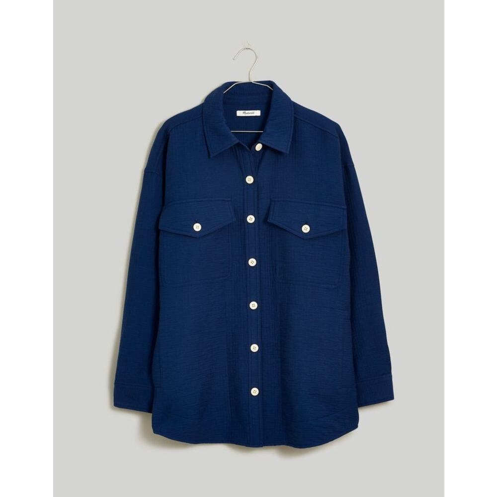 Madewell Superoversized Shirt Cotton Gauzy Collared Button Down Shacket - Picture 4 of 13